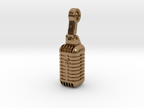 very detailed retro Microphone Pendant in Natural Brass