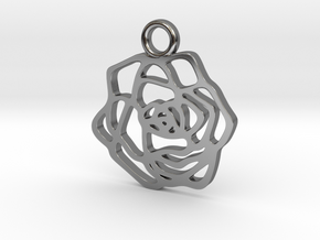 Rose pendant in Fine Detail Polished Silver