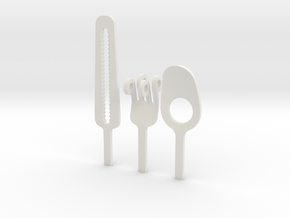 Knife Fork Spoon Head Set - Innovation vs. Utility in White Natural Versatile Plastic