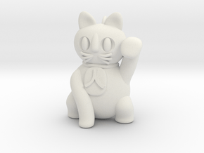 Manekineko pendant (A person is invited.) in White Natural Versatile Plastic