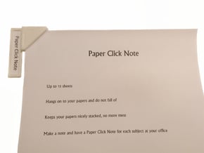 Paper Click Note in White Natural Versatile Plastic