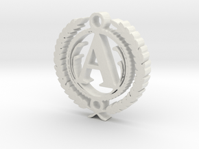 Greek Pendant Letter A in White Natural Versatile Plastic