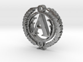 Greek Pendant Letter A in Natural Silver