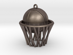 Basket pendant in Polished Bronzed Silver Steel