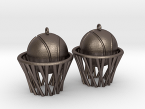 Basket earrings in Polished Bronzed Silver Steel