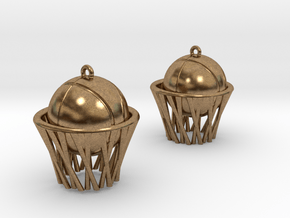 Basket earrings in Natural Brass