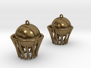 Basket earrings in Polished Bronze