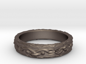 Ring of the earth(size = USA 6.5) in Polished Bronzed Silver Steel