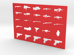 Guns Stencil in Red Processed Versatile Plastic