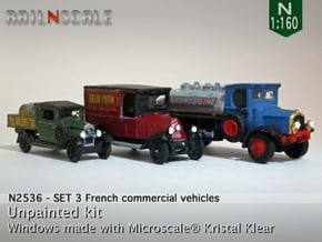 SET 3x Historic commercial vehicles (N 1:160) in Tan Fine Detail Plastic