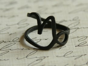 Capricorn Zodiac Ring in Matte Black Steel