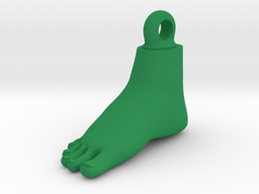 Human Foot Key Chain in Green Processed Versatile Plastic