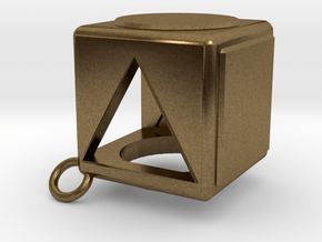 Shape Sorter Box Cube Pendant Keyring in Natural Bronze