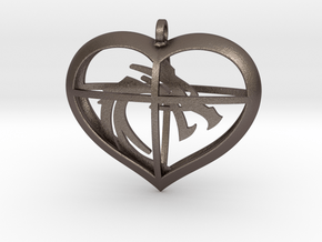 Dragon Heart in Polished Bronzed Silver Steel