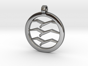Gliding Badge Pendant in Fine Detail Polished Silver