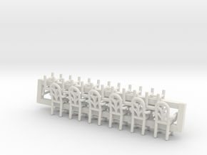 6 Cafe W Arms X12 HO Scale in White Natural Versatile Plastic