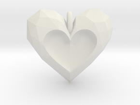 Heart Pendant V2 in White Natural Versatile Plastic