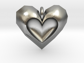 Heart Pendant V2 in Natural Silver