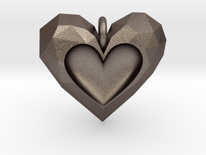 Heart Pendant V2 in Polished Bronzed Silver Steel