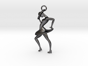 'let's dance' female pendant in Polished and Bronzed Black Steel