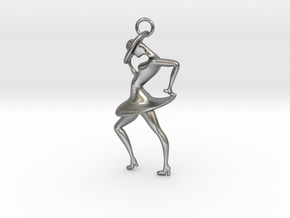 'let's dance' female pendant in Natural Silver