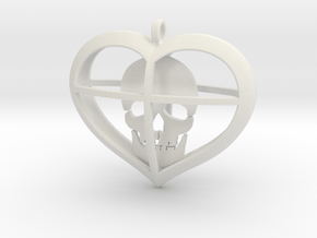 Skull Heart (1) in White Natural Versatile Plastic