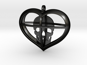 Skull Heart (1) in Matte Black Steel