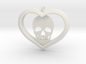 Skull Heart (2) in White Natural Versatile Plastic