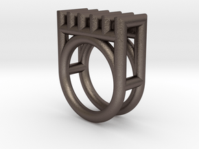 RADIATOR RING - SIZE 7 in Polished Bronzed Silver Steel
