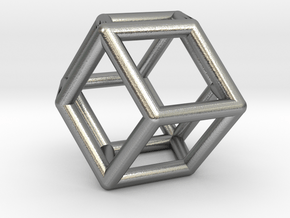 Rhombic Dodecahedron Pendant in Natural Silver