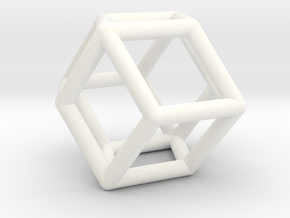 Rhombic Dodecahedron Pendant in White Processed Versatile Plastic