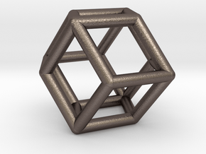 Rhombic Dodecahedron Pendant in Polished Bronzed Silver Steel