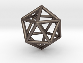 Icosahedron Pendant in Polished Bronzed Silver Steel