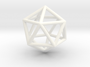 Icosahedron Pendant in White Processed Versatile Plastic