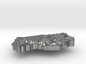 Lesotho Terrain Pendant in Fine Detail Polished Silver