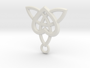 Celtic Heart Pendant in White Natural Versatile Plastic