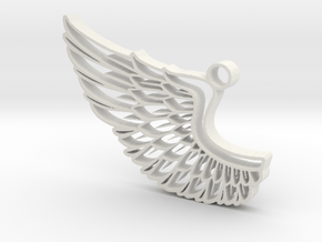 Angel Wing Pendant in White Natural Versatile Plastic