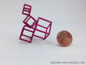 Cubed Art Sculpture 1:12 scale in Pink Processed Versatile Plastic