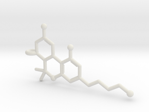 THC Tetrahydrocannabinol Keychain in White Natural Versatile Plastic