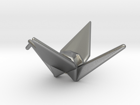 Origami Crane in Natural Silver