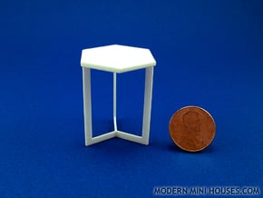 Hexagon End Table 1:12 scale dollhouse miniature in White Processed Versatile Plastic