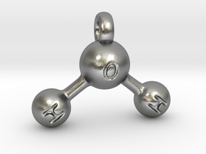 Water Molecule Keychain in Natural Silver