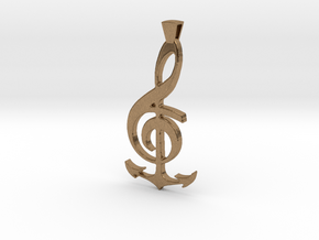 Note and Anchor Pendant in Natural Brass