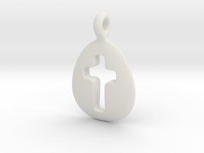 Empty Cross pendant in White Natural Versatile Plastic