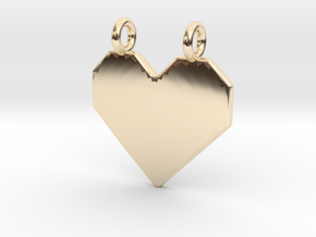 Origami Heart Pendant in 14K Yellow Gold