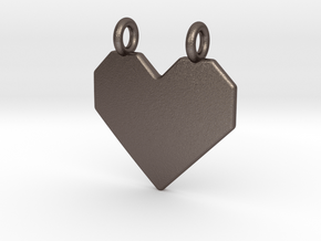 Origami Heart Pendant in Polished Bronzed Silver Steel