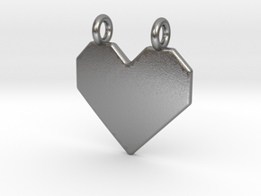 Origami Heart Pendant in Natural Silver