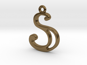 S Pendant in Polished Bronze