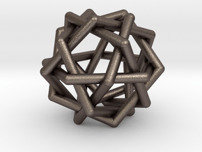 Six Tangled Pentagons in Polished Bronzed Silver Steel