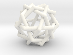 Six Tangled Pentagons in White Processed Versatile Plastic